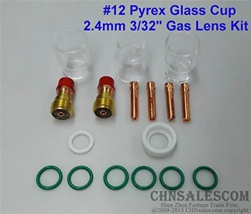 CHNsalescom 26 pcs TIG Welding Gas Lens #10 Pyrex Glass Cup Kit for WP-9//20//25 2.4mm 3//32