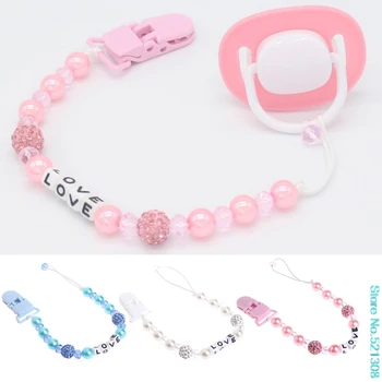 

2020 New Baby Bling Crystal Pacifier Clips Soother Chain Dummy Soother Nipple Leash Strap