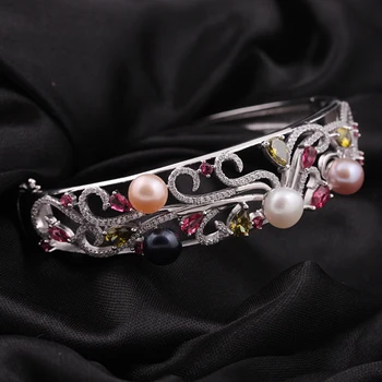 

[MeiBaPJ] Luxury 925 Sterling Silver Colorful Pearl Jewelry Phoenix Bracelet Wedding nd Bangle Jewelry Good Precent