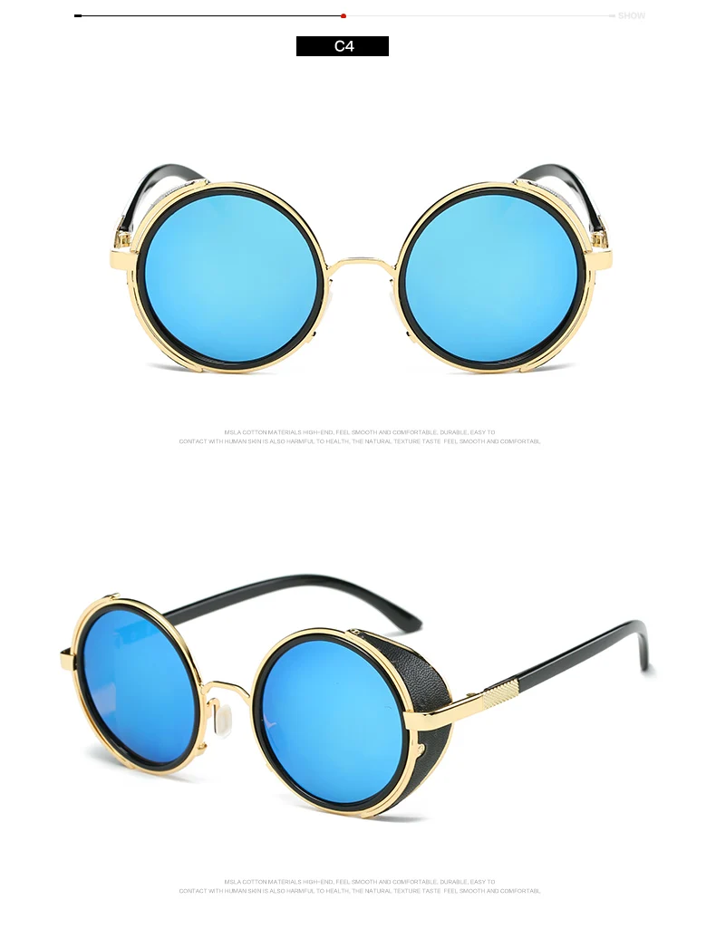 LEIDISEN, солнцезащитные очки в стиле стимпанк, мужские солнцезащитные очки, Ретро стиль, круглые, металлическая обёрточная бумага, солнцезащитные очки, брендовые, дизайнерские, очки, UV400