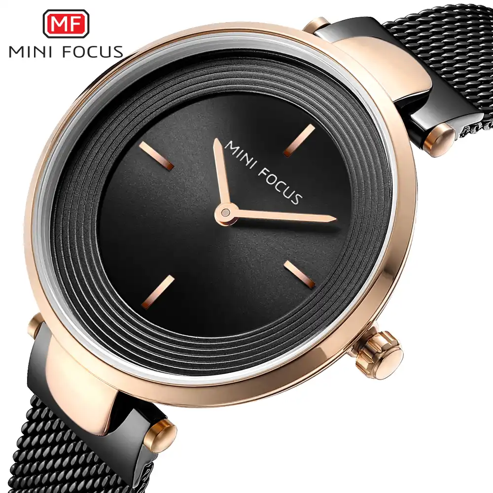 minifocus fashion luxury watches women golden quartz watch