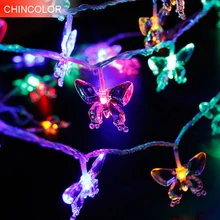 9-10 м 52-100leds праздник света Прозрачный бабочка свет Строка AC Plug Xmas Гирлянда новогодняя Фея Свадебные украшения DA