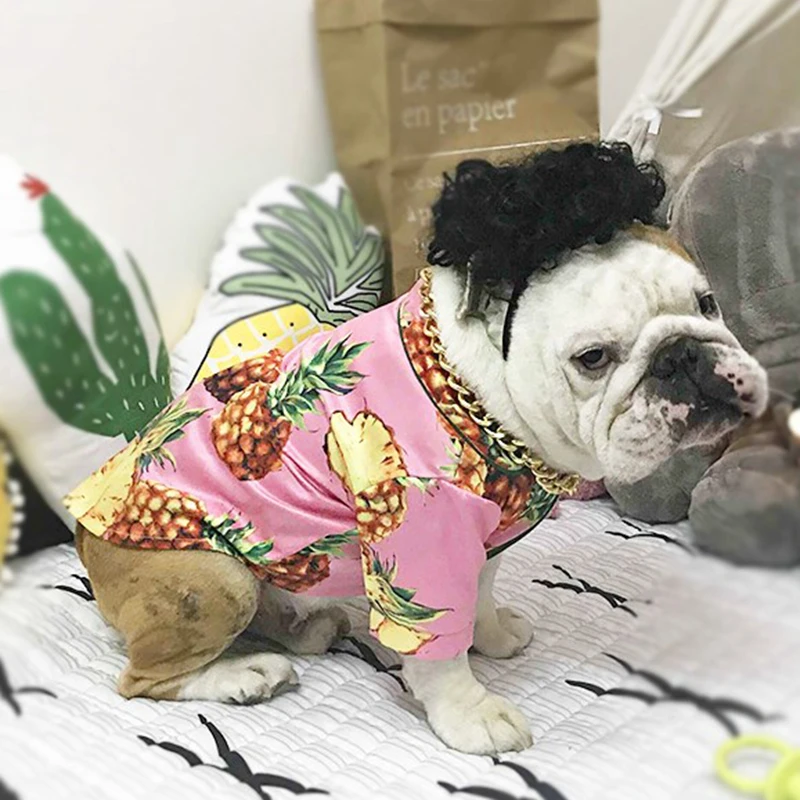 [MPK Store] Летний костюм для собак с изображением ананаса, Гавайского дизайна, французский бульдог, летняя одежда с английским бульдогом, летняя одежда для собак