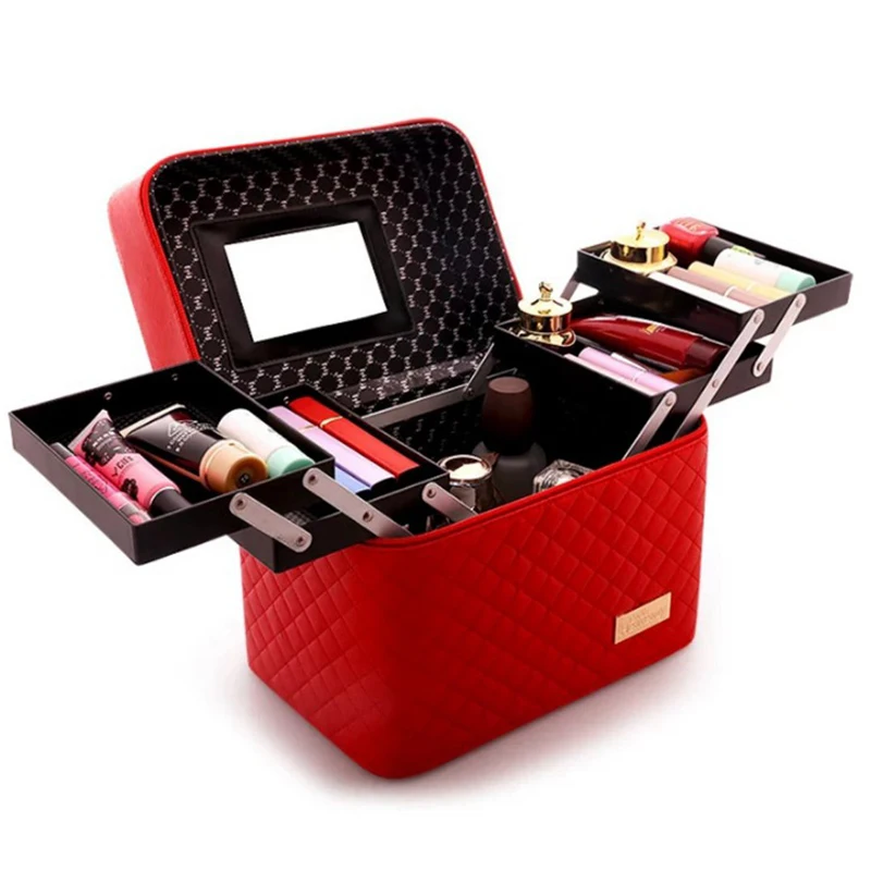 

QEHIIE Professional Designer Travel Makeup Case Cosmetic Bag High Quality Fashion Pouch Box Woman Beauty Organizer Beauty Bags