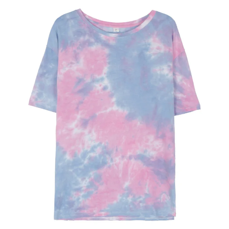 Cotton Tie Dye Tops Tees Women Short 