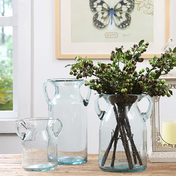 

European style oversized transparent glass vase of flower flower hydroponic living room blowing water decoration crafts