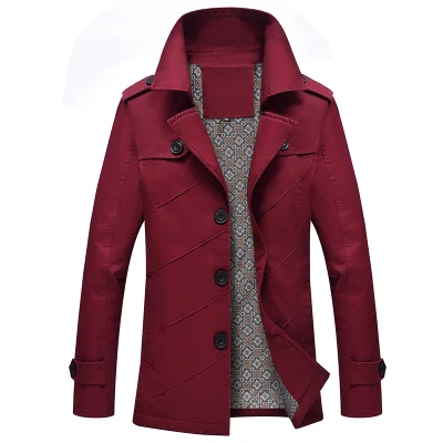 Верхняя одежда, длинная куртка для мужчин, Jaquetas Couro Hommes, куртки, длинное пальто для мужчин, Erkek mon, тонкая ветровка, пальто для мужчин, s Тренч, пальто для мужчин - Цвет: wine red