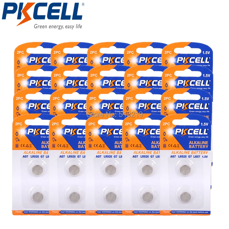 

40Pcs/20Card G7 Battery Coins For Watch 0% Mercury AG7 1.5V LR57 195 927 LR927 399 395 Button Batteries