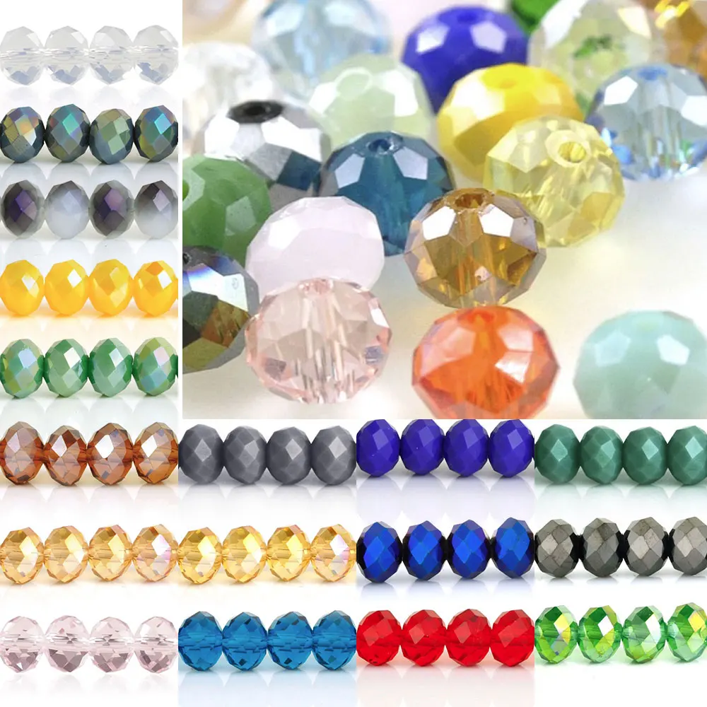 

5040 72Pcs 8mm Crystal Rondelle Round Loose Glass Beads DIY Jewellery Making For Bracelet Necklace Center Drilled CR0379-5
