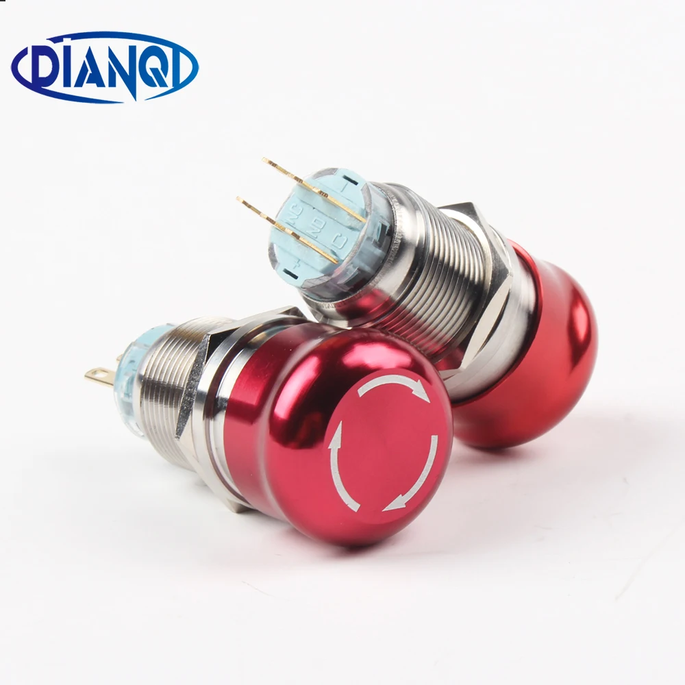 

19mm Metal aluminum Emergency stop switch Push Button Switch latching Car press button pin terminal