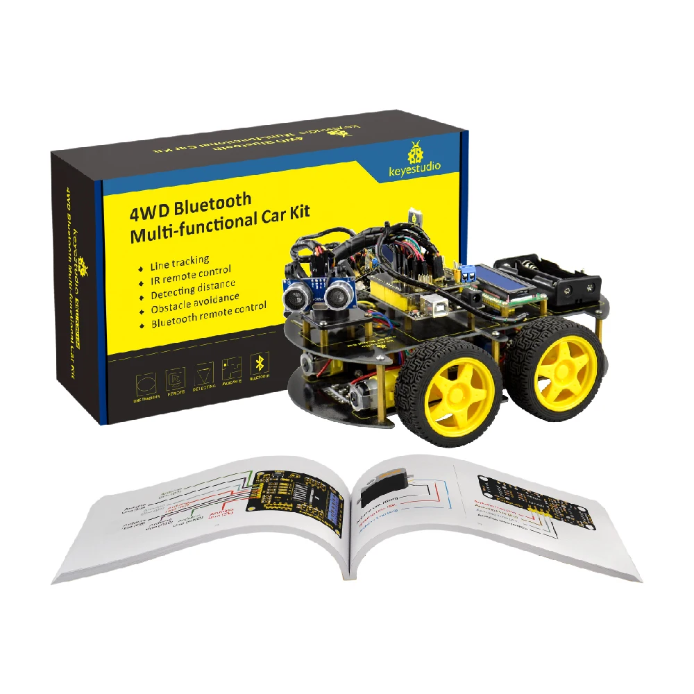Keyestudio 4WD Bluetooth Многофункциональный Умный Автомобиль DIY для Arduino робот образование