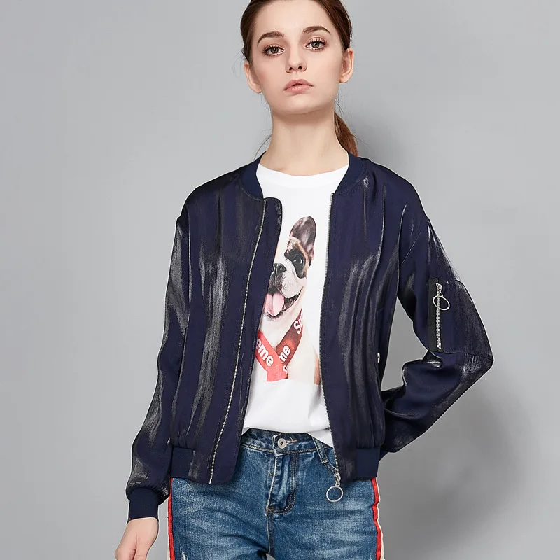 Solid long sleeve loose zipper cardigan jackets 2018 new