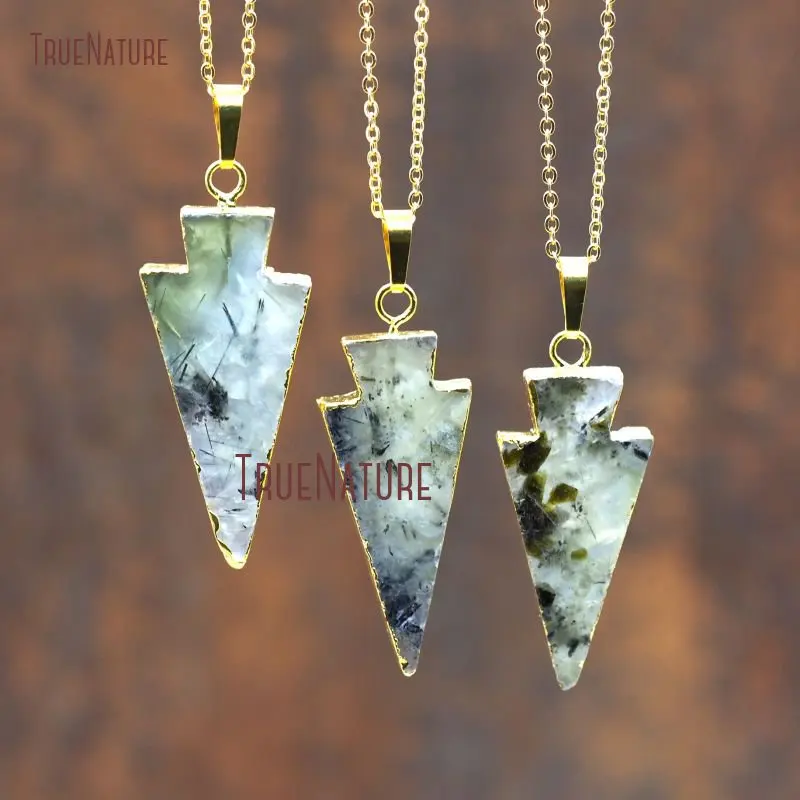 20171019-NM8017- Prehnite Necklace Gold Plating  Arrowhead Necklace-18inch-13.22g_4