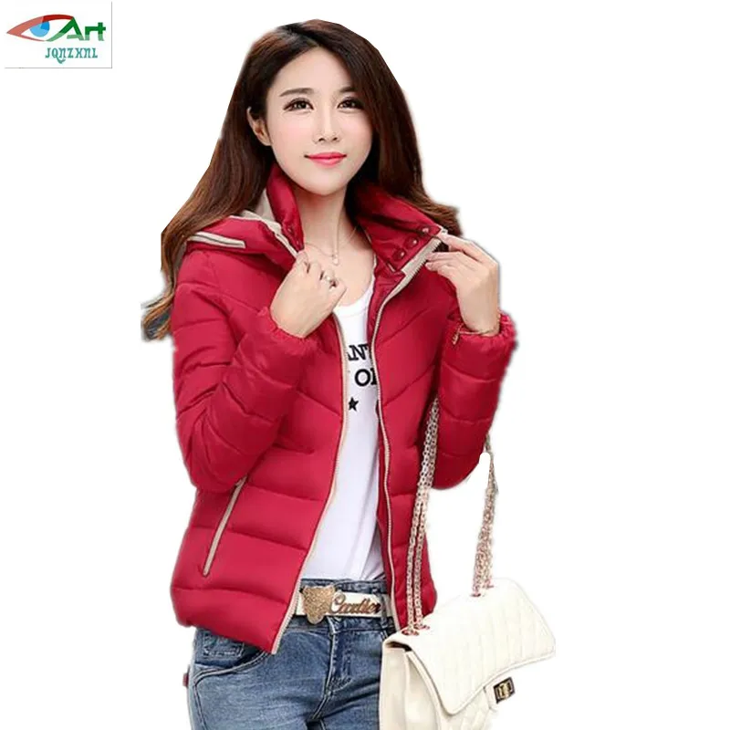 

2017 New Wadded Winter Jacket Women Cotton Short Jacket Fashion Girls Padded Slim Plus Size Hooded Parkas Female AS271 JQNZHNL