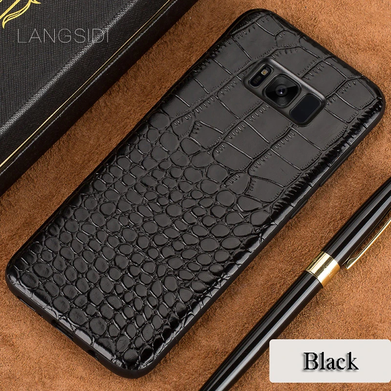 

wangcangli phone case For Samsung Galaxy S8 Plus Real Calf leather Back Cover Case/crocodile texture Leather Case