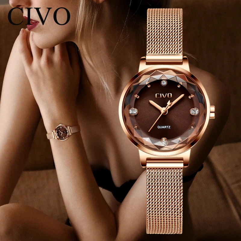 Fashion Crystal Lady Watches CIVO 2018 Luxury Brand Women Dress Watch Waterproof Rose Gold Quartz Wrist Watches Relogio Feminino Fashion Crystal Lady Watches CIVO 2018 Luxury Brand Women Dress Watch Waterproof Rose Gold Quartz Wrist Watches Relogio Feminino