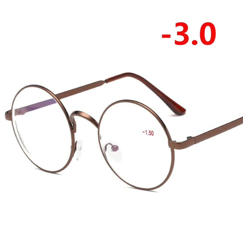 1,0-1,5-2,0-2,5 до-4,0 готовые очки для близорукости для женщин мужчин анти синий Llight короткие очки для коррекции зрения круглые очки для близорукости - Цвет оправы: Myopia 300