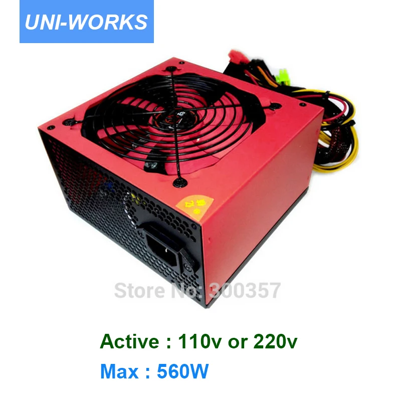 

rated power 350w power up to 560W active ATX desktop 12cm fan top grade quality PowerSupply for 110v and 220v
