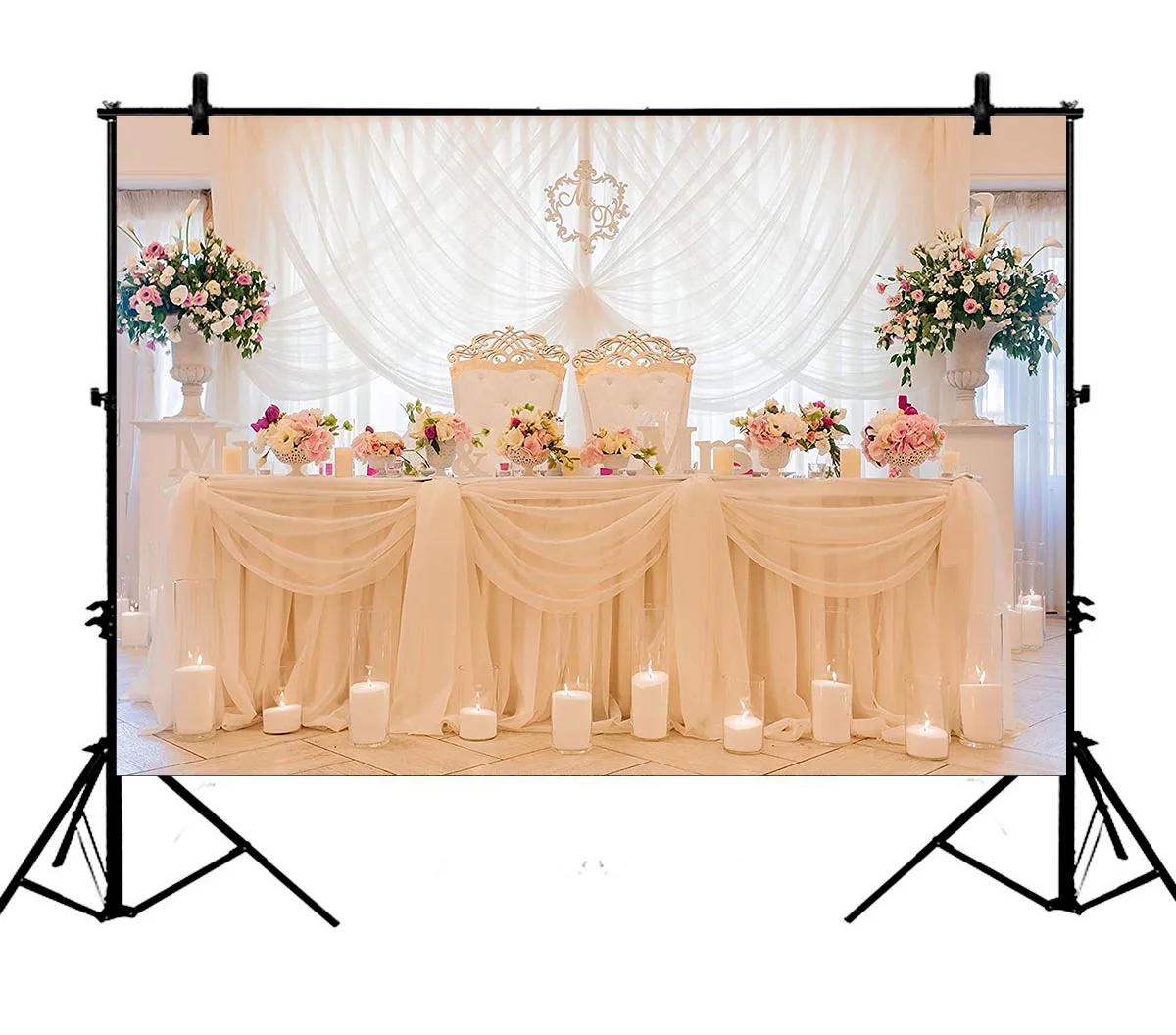 

5x7ft Wedding Scenery Curtain Flower Polyester Photo Background Portrait Backdrop