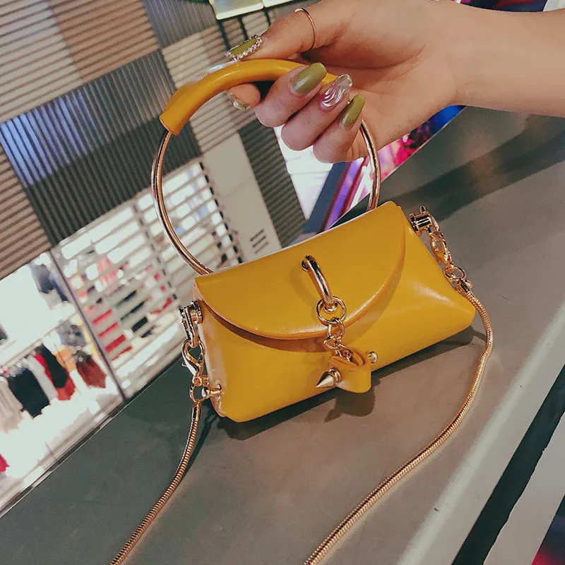Chains Metal Handle Small Handbags Hotsale Laides Purse Famous Top-handle Bag