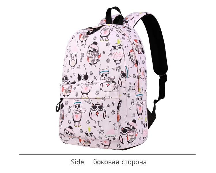WINNER High Quality Cute Owl Printed Backpack For Teenager Girls Cartoon School Bags Women Canvas Travel Backpacks Mochila (7)