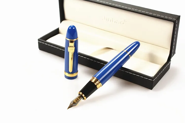 Clipe de Luxo Vermelho e Ouro Nova Jinhao Iridium Nib Metal Caneta Fonte Alta Qualidade Grande Corpo Tinta Canetas Papelaria Escritório 159 0.5mm 4 Canetas tinteiro