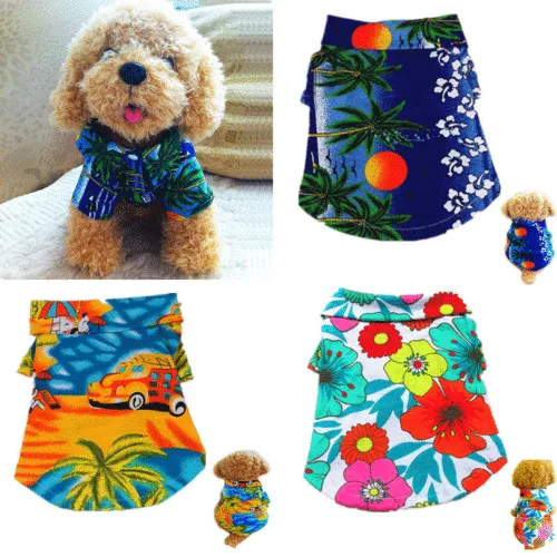 

Dog Puppy Casual Floral T-Shirt Hawaiian Camp Vest Pet Cat Summer Beach Clothes