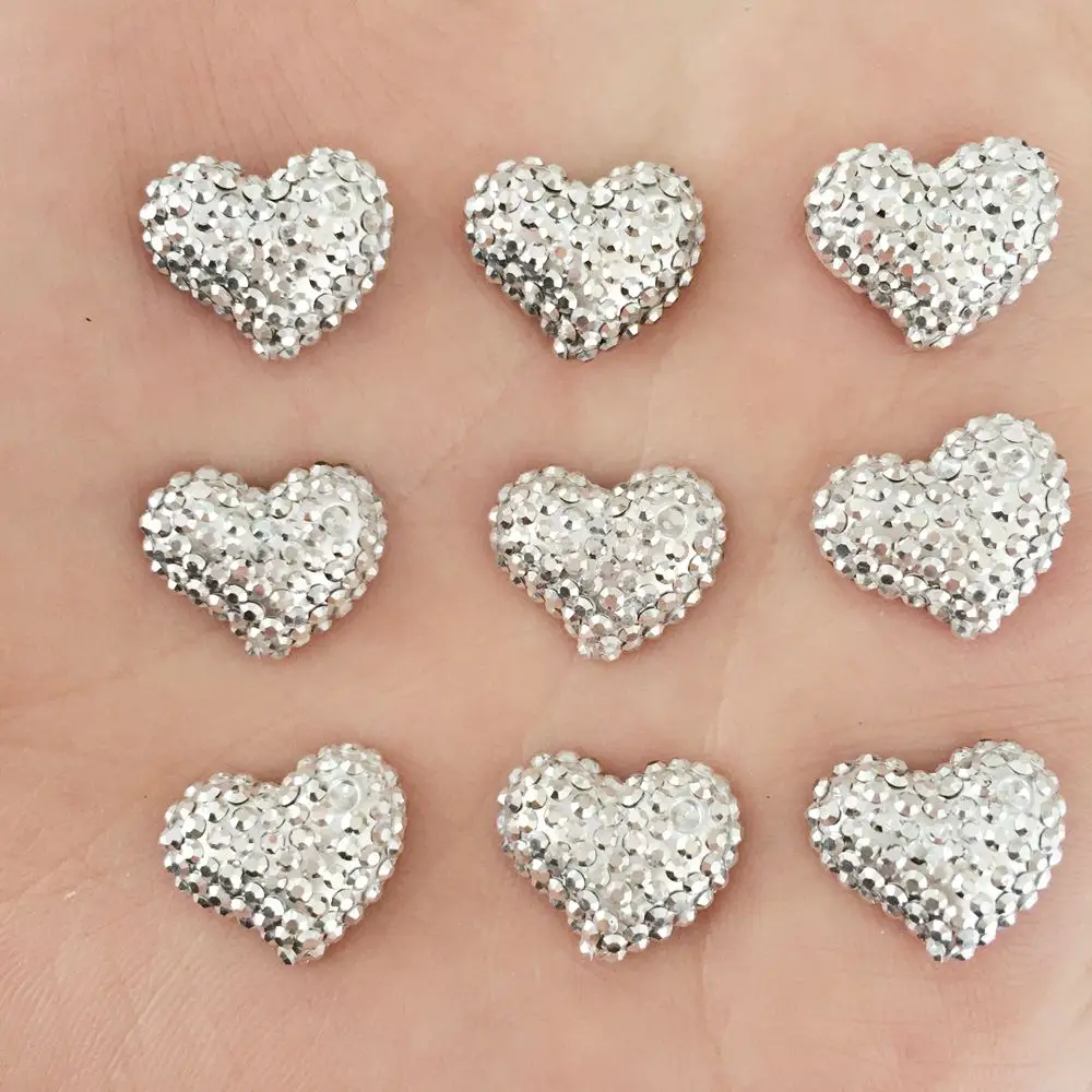 

DIY 60pcs 11mm*13mm Resin silver heart LOVE Flat back Wedding decoration crafts buttons D733
