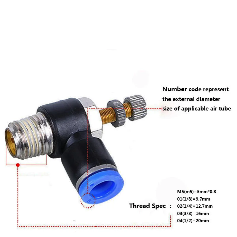 SL6-M5 пневматический регулятор потока фитинг соединительный шланг трубка мужской газовый воздушный поток предельный клапан Быстрый фитинг