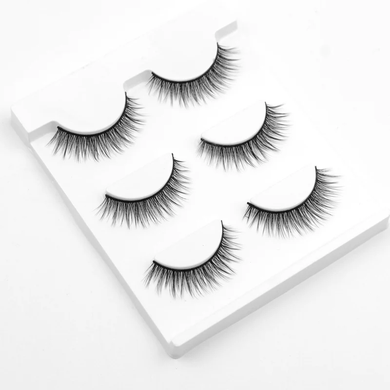 

3Pairs Makeup Natural False Eyelashes Black 3D Mink False Eyelashes Long Makeup Extension Tool