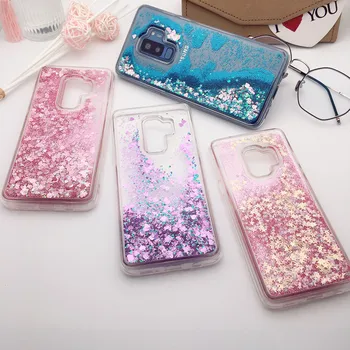 

10pcs/lot S9 Korea Trendy Fashion Shine Liquid Quicksand Dynamic Back Clear Cover Phone Case For Samsung S9PLUS Shell Protection