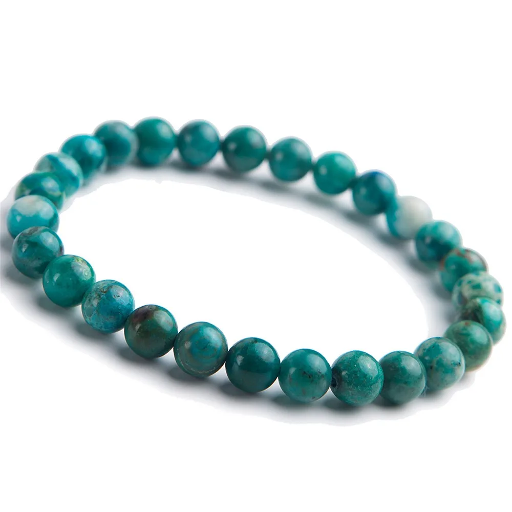 

7mm Genuine Green Jewelry Natural Malachite Crystal Gems Stretch Round Beads Bracelet For Women Men