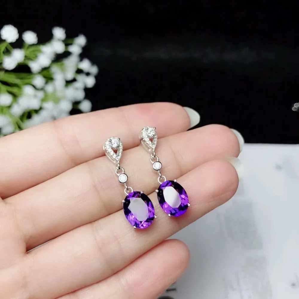 KJJEAXCMY fine jewelry 925 Чистое серебро с аметистом женские серьги