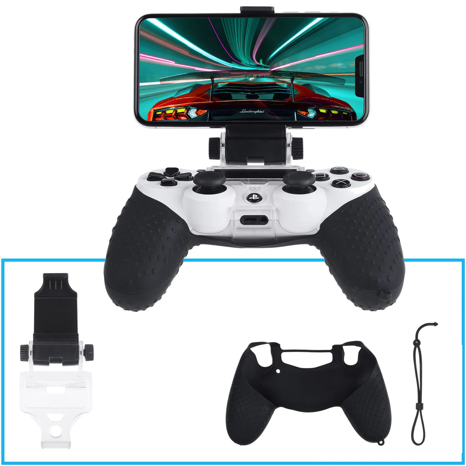 Крепление для телефона зажим держатель для Playstation 4 PS4 Slim PS4 Pro игровой контроллер DualShock 4 с USB силиконовый чехол