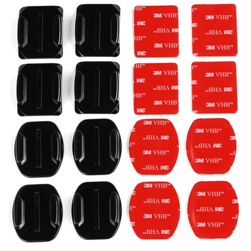 4 pcs Flat Curved Mount 4 pcs Adhesive For GoPro Hero 8 7 6 4 Xiaomi yi 4K Lite SJCAM Sj4000 EKEN H9 Action Camera Accessories