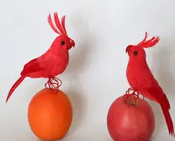 Настоящая жизнь игрушка птица красные перья попугая маленькие 16 см птицы один лот/2 шт, украшение сада игрушка подарок h1955