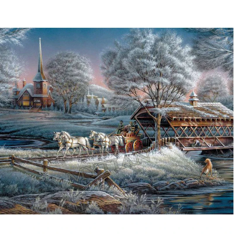 

2019 new horse full square/round 5D diy Diamond Painting landscape Winter Embroidery pattern Cross Stitch Mosaic wedding decor