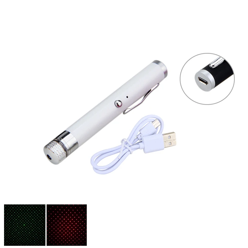 Rechargeable Laser Pointer Pen USB Powerful 5mw 532nm Bright Single Point Starry Lazer with Built-in Battery Hot Sale |