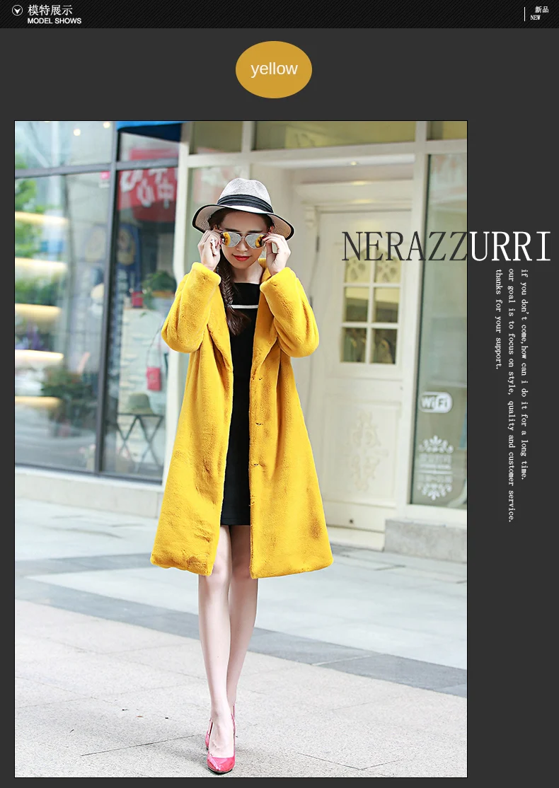 Nerazzurri, Женское пальто из искусственного меха, зима, шаль, воротник, длинный рукав, мех, искусственный мех, уличная одежда, желтый, серый, теплая, пушистая верхняя одежда