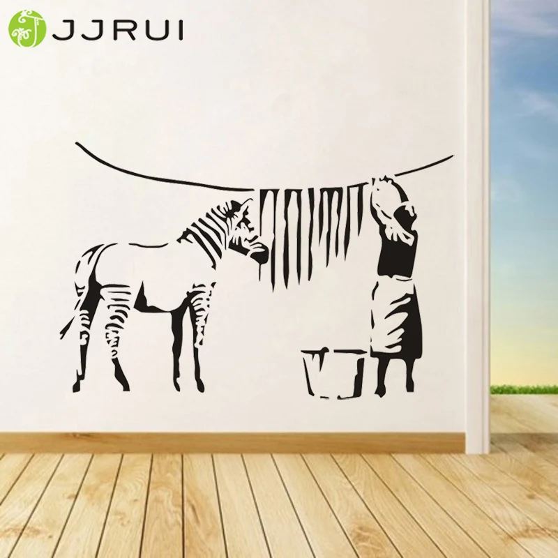Banksy Graffiti Washed Zebra Stripes Large Vinyl Wall Stickers Banksy