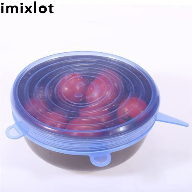 Imixlot 6 шт. многоразовая растягивающаяся силиконовая оболочка для еды пленка
