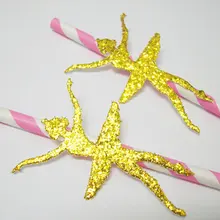 На заказ Золотая блестящая балерина на день рождения полосатая бумага соломинки деревенская свадьба, помолвка baby shower, соломинки для чайной вечеринки