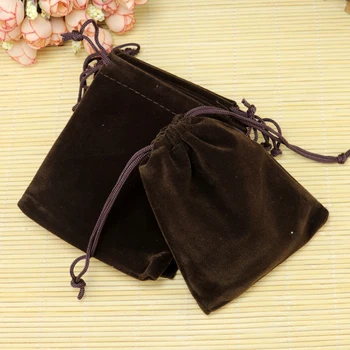 

Free Shipping 20Pcs 10x12cm Brown Velvet Bags Small Drawstring Pouch Jewelry Packaging Bag Favor Wedding Christmas Gift Bags