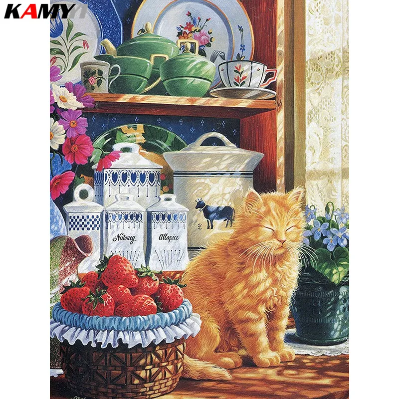 

5D diy diamond painting cross stitch animal cat canvas wall sticker full drill diamond embroidery crafts gift home XY1