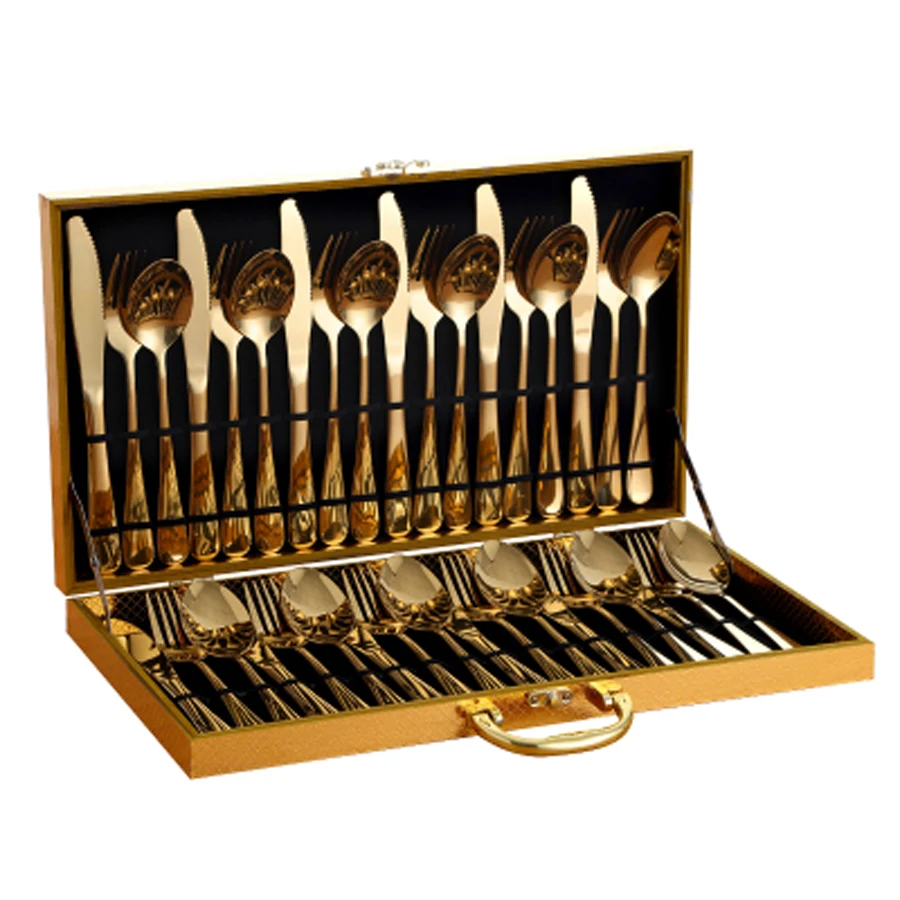 US $20.96 Stainless Steel Cutlery Set Gold Dinnerware Set Western Food Cutlery Tableware Jogo De Jantar Couverts De Table 30cj04