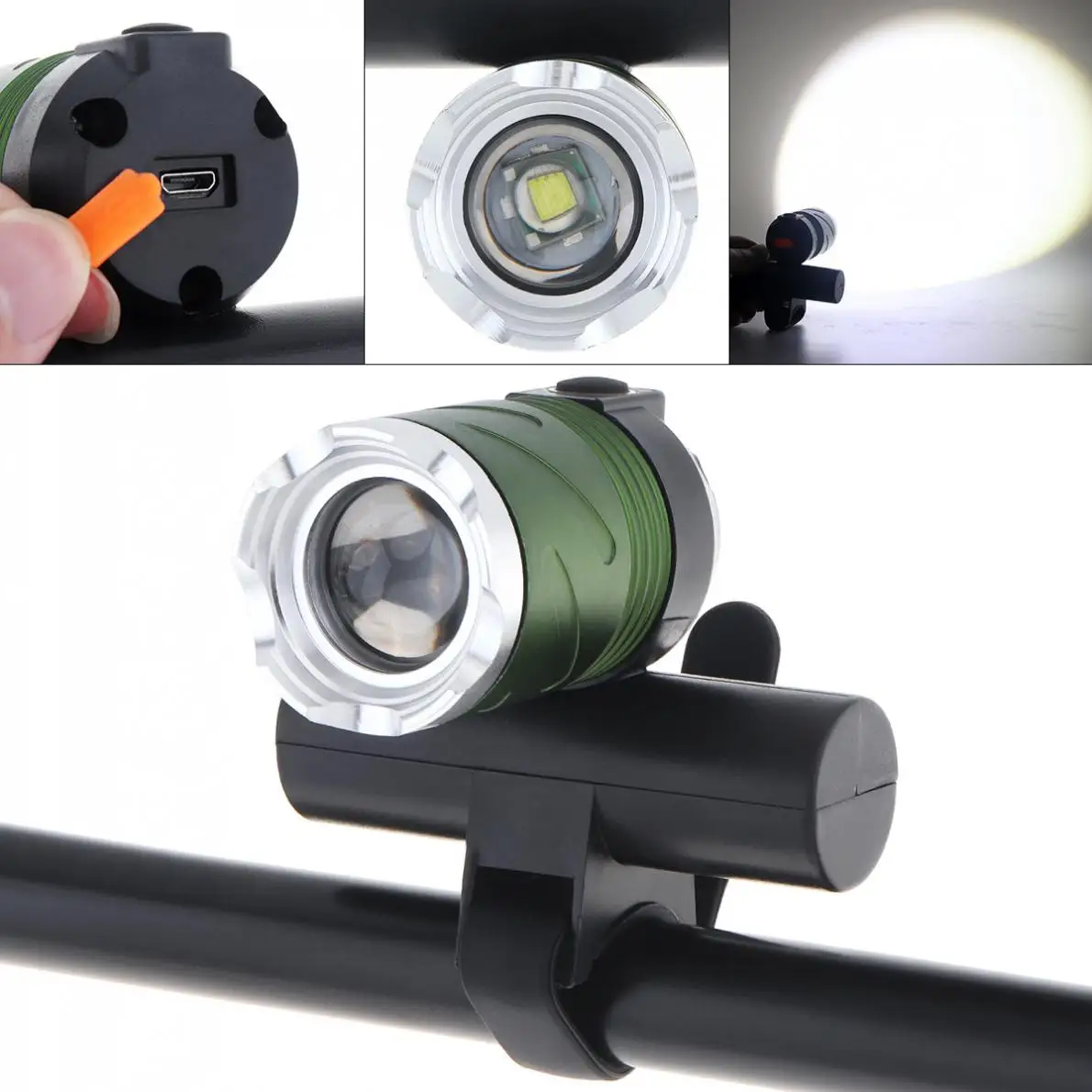 

Waterproof 15000LM XML T6 LED USB Line Rear Adjustable Bicycle Light with 3000mAh Rechargeable Battery and 3 Modes Headlight