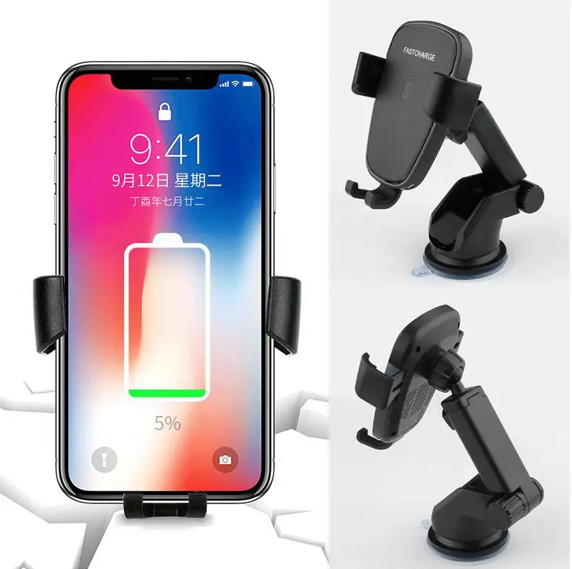 Qi Wireless Fast Charger Car Holder Gravity Mount For iPhone X Xs Max S9+ Note 9