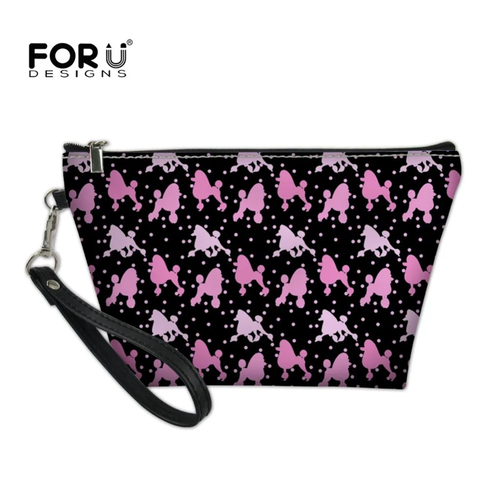 

FORUDESIGNS Women Make up Bag Poodle Printing Travel Organizer Neceser Beautician Vanity Toiletry Kits Storage Cosmetic Bags