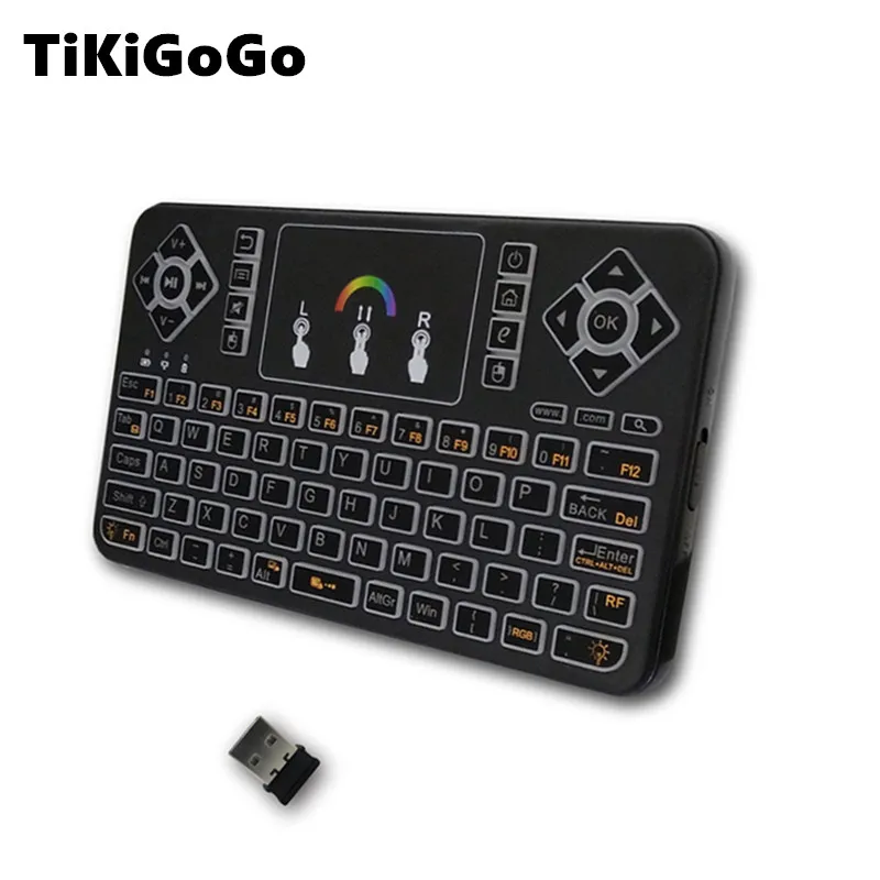 Tikigogo Q9 2 4 ГГц Беспроводной мини клавиатура RGB Подсветка сенсорная панель для H96 x96