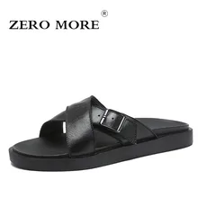 ZERO MORE/Мужская обувь из спилковой кожи; черные дизайнерские сандалии; летние шлепанцы; Мужская обувь; пляжные римские сандалии-гладиаторы без застежки; мужские сандалии
